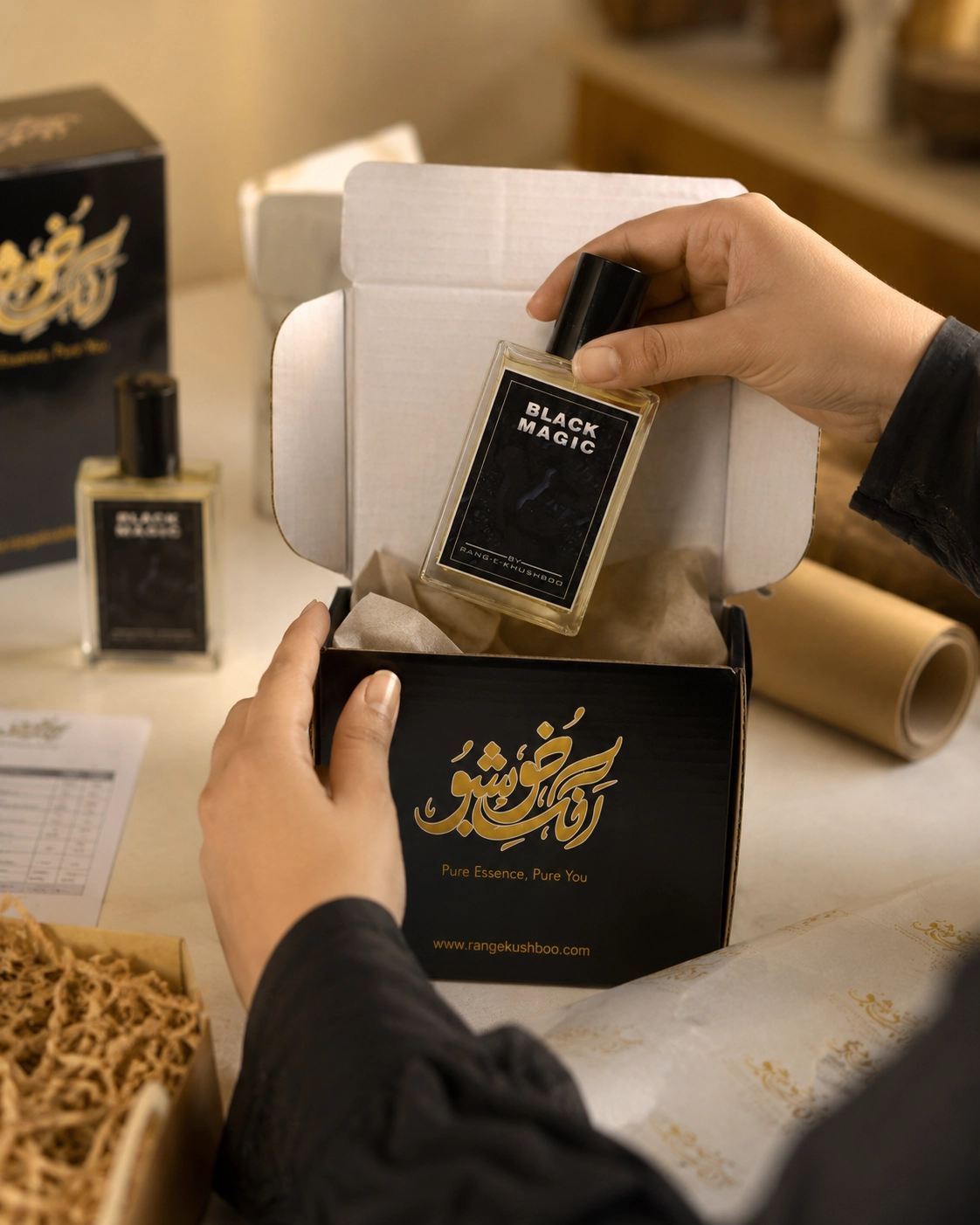 Rang-e-Khushboo perfume order being carefully prepared